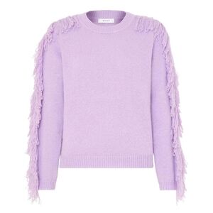 $325 NWT MILLY Fringe Sleeve Crewneck Sweater in Lilac size Small